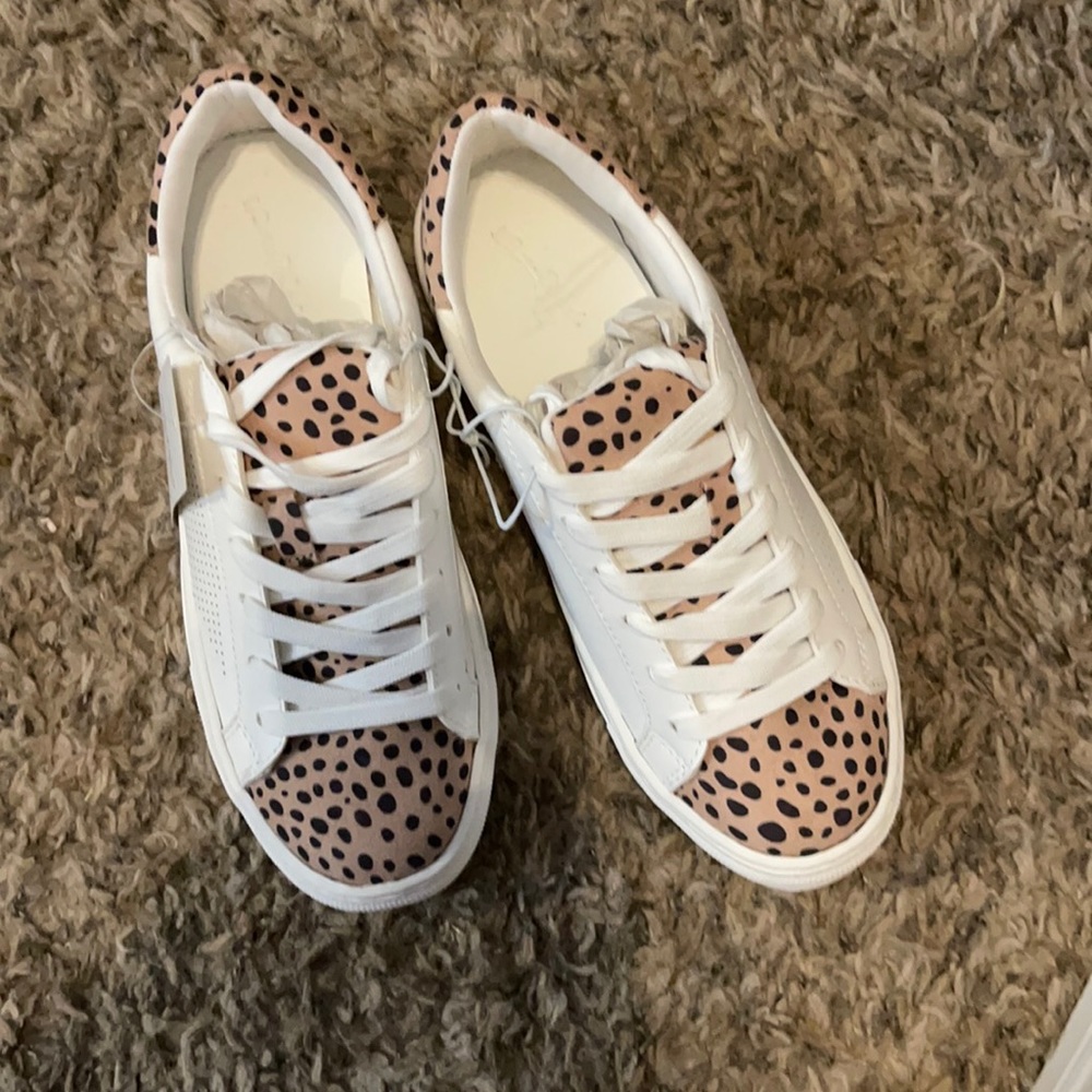 Adorable White and Leopard Tennis Shoes